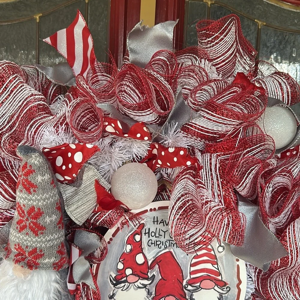 Holly Jolly Christian Gnome XL Wreath